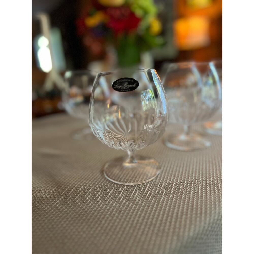 Luigi Bormioli Italian Cut Glass Brandy Cognac Whiskey Glasses Set of 2